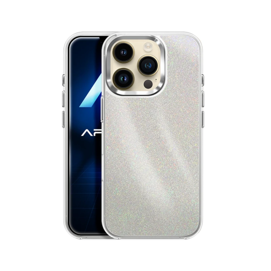 Capa Duro Designer com Glitter para Apple iPhone 14 Pro Max Prata